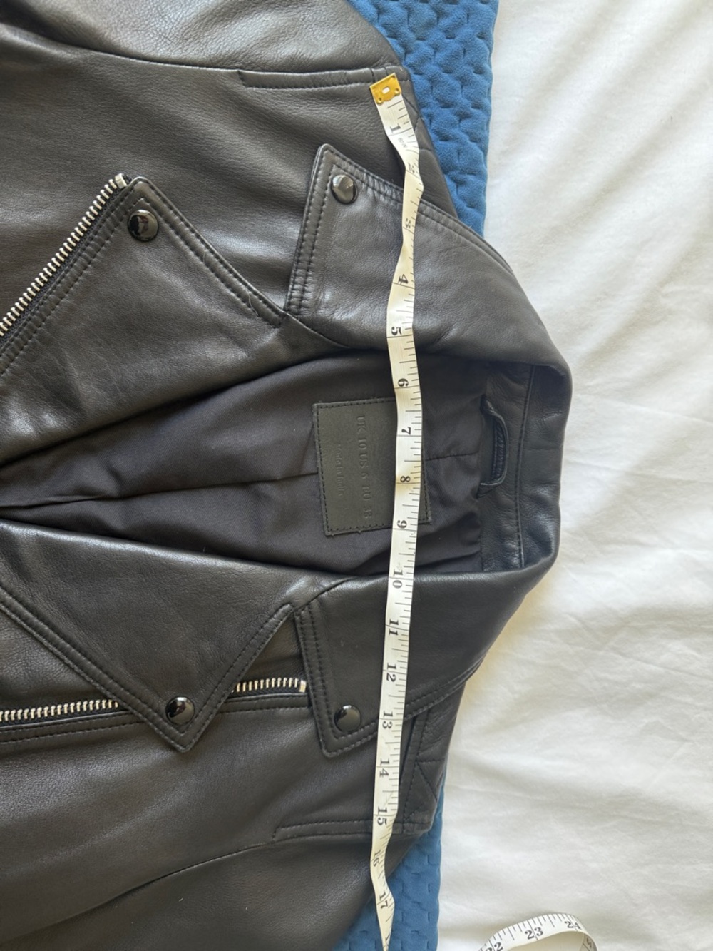 All Saints Dalby Black / Silver Leather Jacket - Size 6 - Picture 13 of 14